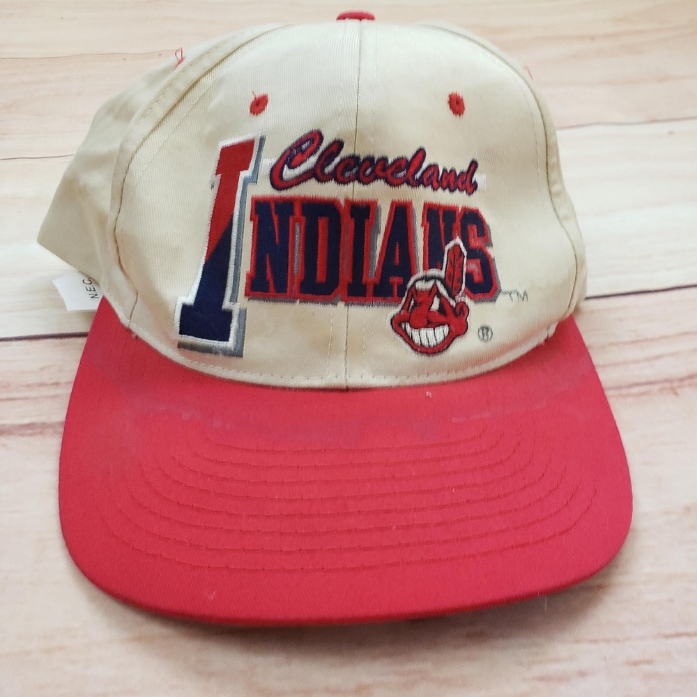 Cleveland Indians Hat Cap Snap Back Mens Red White MLB Baseball Vintage